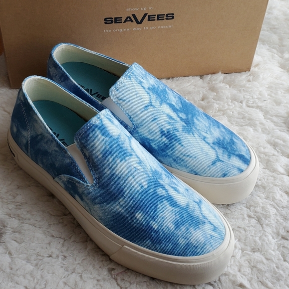 SeaVees Baja blue tie-dye platform slip-ons - Picture 2 of 8